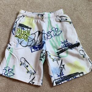 Zara Kids Graphic Print Shorts - White, Blue, Yellow